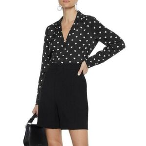 Equipment Femme Adalyn black white hearts blouse M